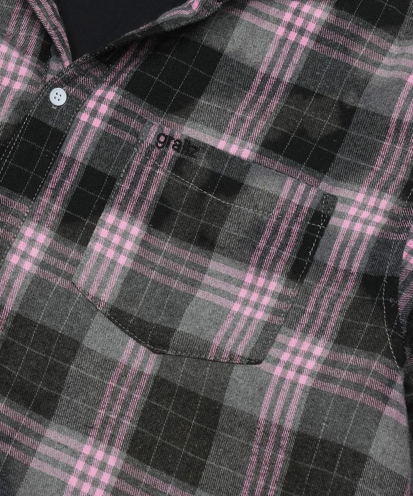 GRAILZ Bleached Plaid Hood Shirts [Black]