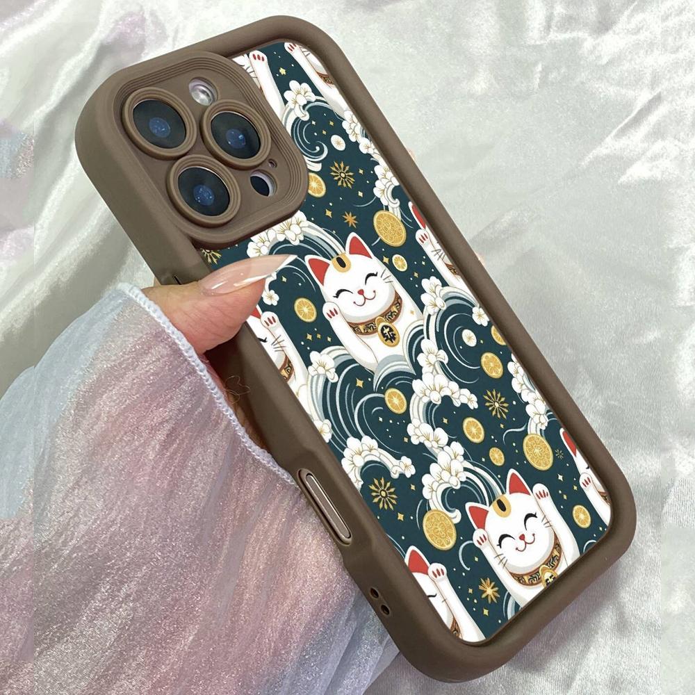 

JT327 Lucky Cats for iPhone 17 16 15 14 Pro Max Samsung S26 S25 Ultra A17 A16 A07 A56 A06 Xiaomi 15T Redmi 15c Note 14 13 12 11 Soft Case Redmi 15C 4G/5G(171.6) коричневий