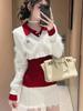 LZXL3173 Autumn/Winter Petite Knitwear Set: Cardigan & Skirt for Women