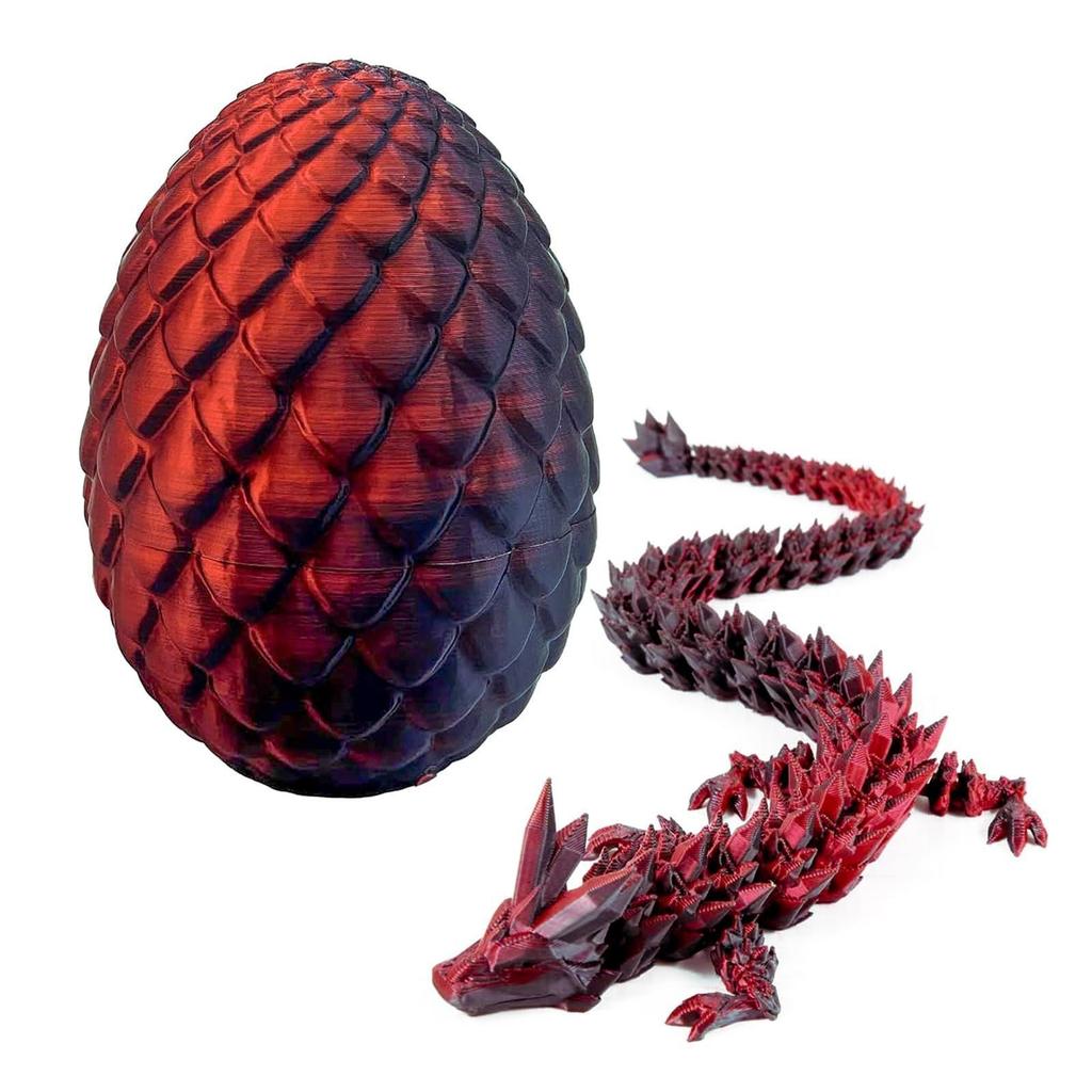 3D Printed Dragon Egg with Dragon Full Articulated Dragon Modle Movable Rotatable Articulated Desktop Ornament Kid Toy