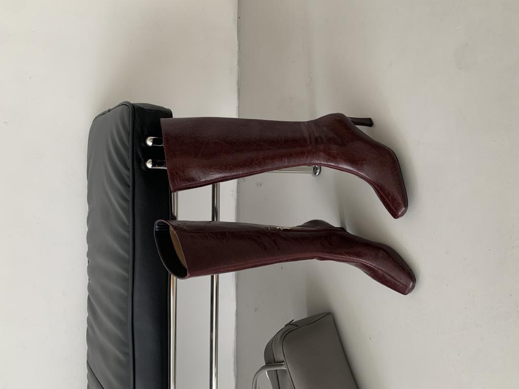 Wide tube square head knight boots women's autumn and winter boots thick high heel boots thin boots