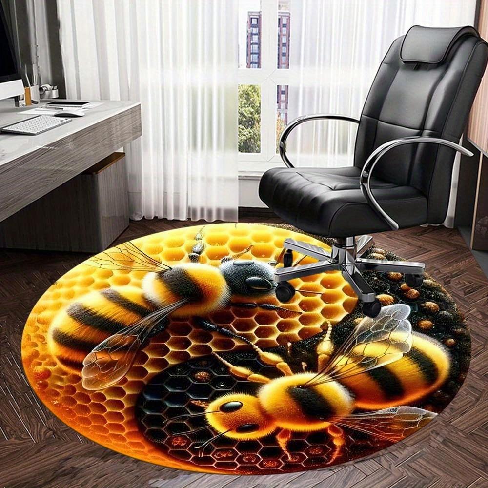 Bee Round Rug Suitable For Office Reception Decorative Carpet Office Chair Protection Carpet And Also Suitable For Gifts To Relatives And Friends