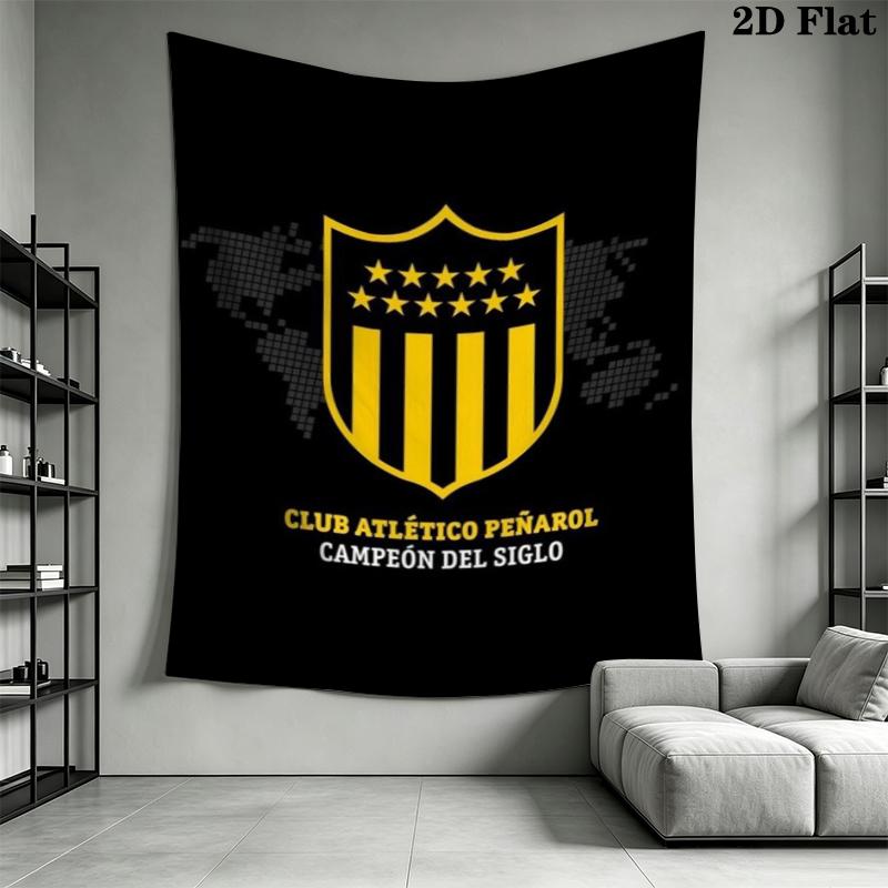 Penarol Fußballverein Wandteppich Ästhetisches Wandbehang Gedruckter Stoffdecke Dekorative Wandteppiche für Schlafzimmer Wohnzimmer Heimdekoration