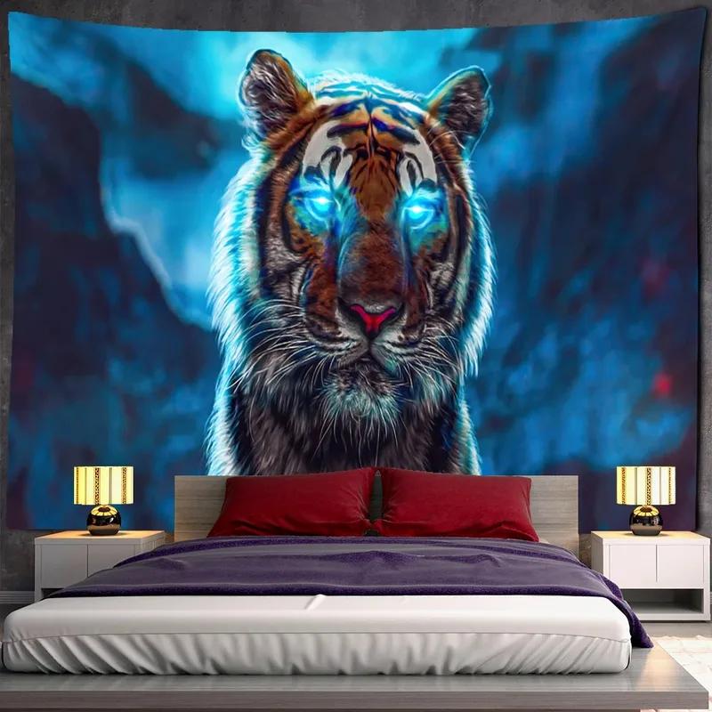 Украшение стены дома Гобелен Свирепый тигр Фон Подвесная ткань Офис Гостиная Гобелен — фото 16