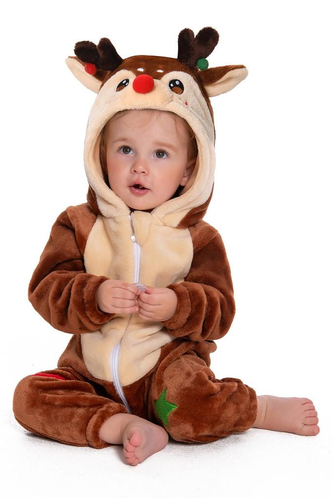 OLAOLA Reindeer Kigurumi Baby Winter Newborn Baby Shower Commemorative Photo Unisex Kids' Pajamas, Costume, Outfit, Romper, Clothes, Kids' Halloween,
