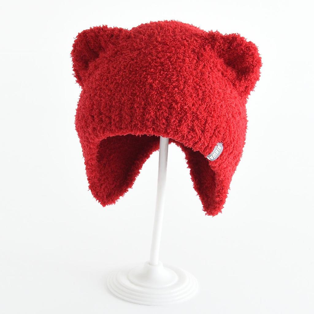 Children's Cute Plush Bear Wool Knit Winter Hat – Windproof & Cold Protection