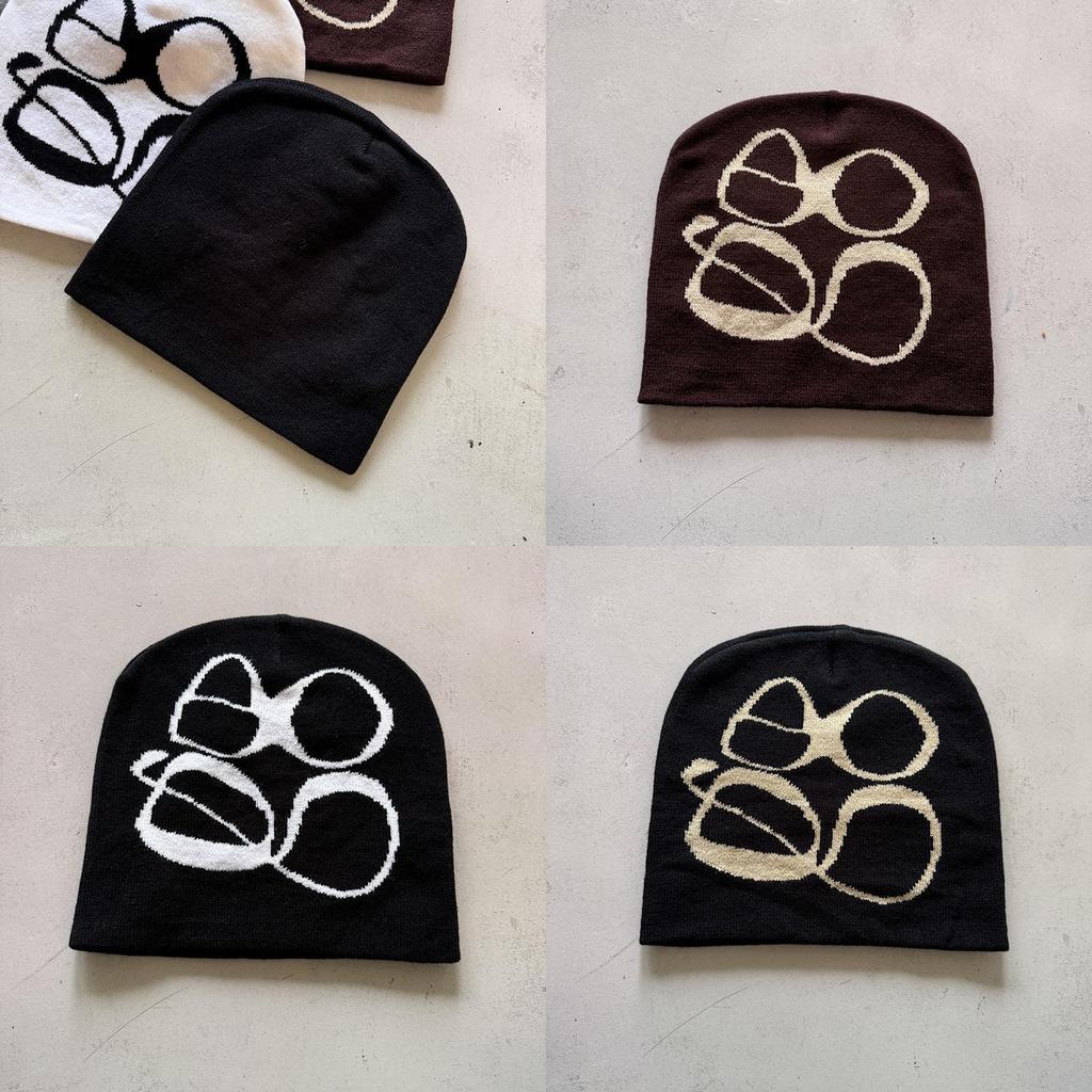 Korean Style High Top Knit Hat With Embroidered Letters For Autumn Winter Casual