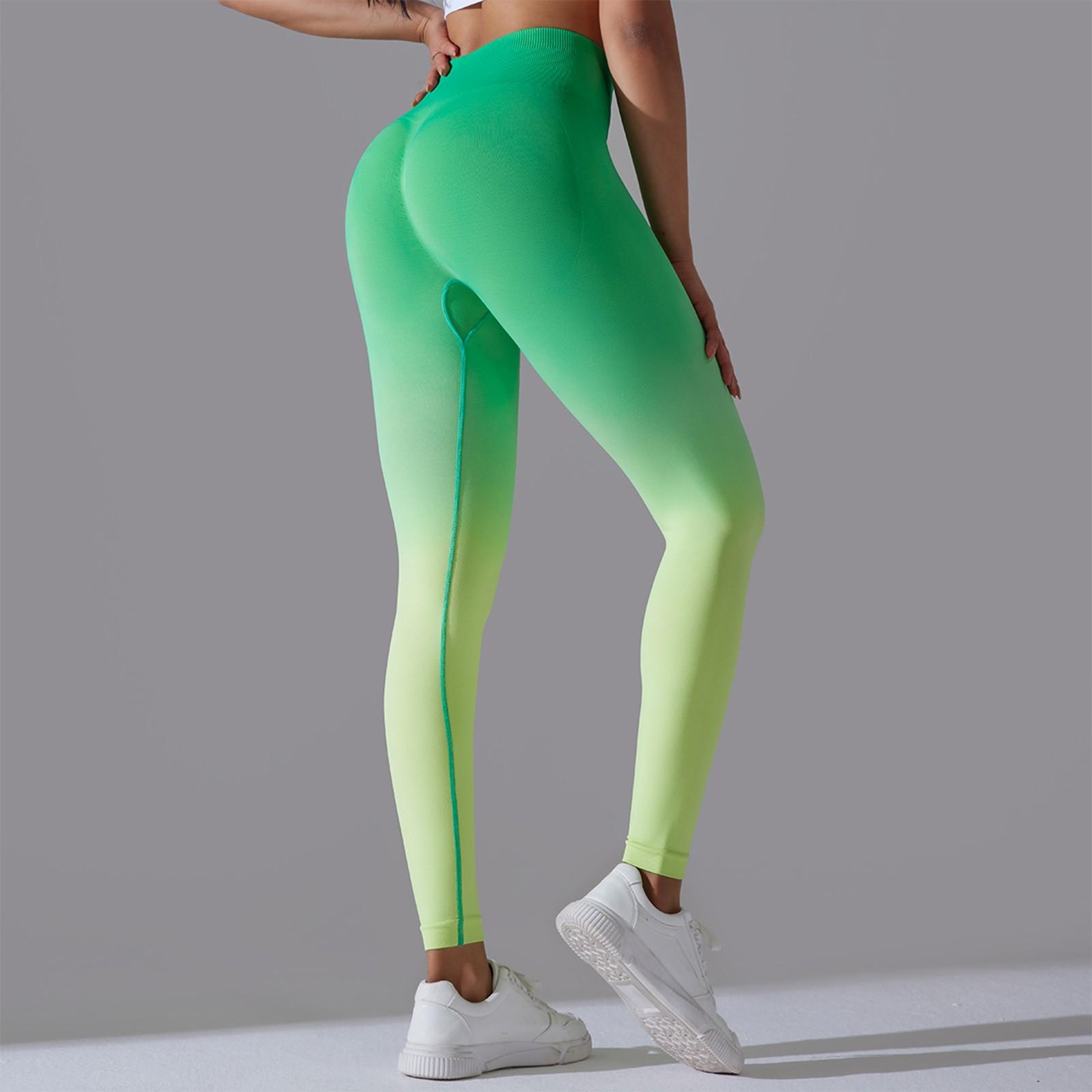

Women s Seamless Gradient Yoga Pants Tight Fitting Hip Lifting Sports Pants Quick Drying Yoga Pants S зелёный