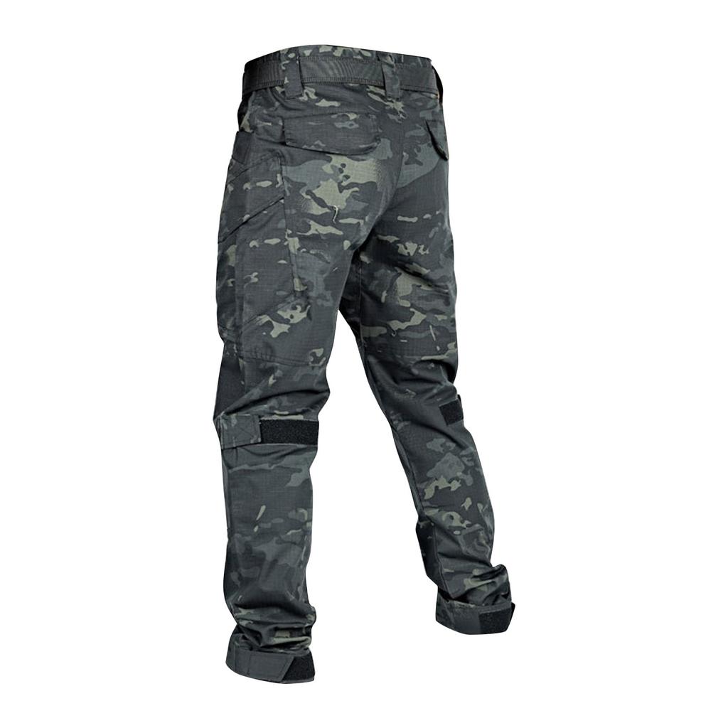Men's Solid Color Camouflage Multi-Pocket Cargo Pants Men's Outdoor Rip Resistant Cargo Pants