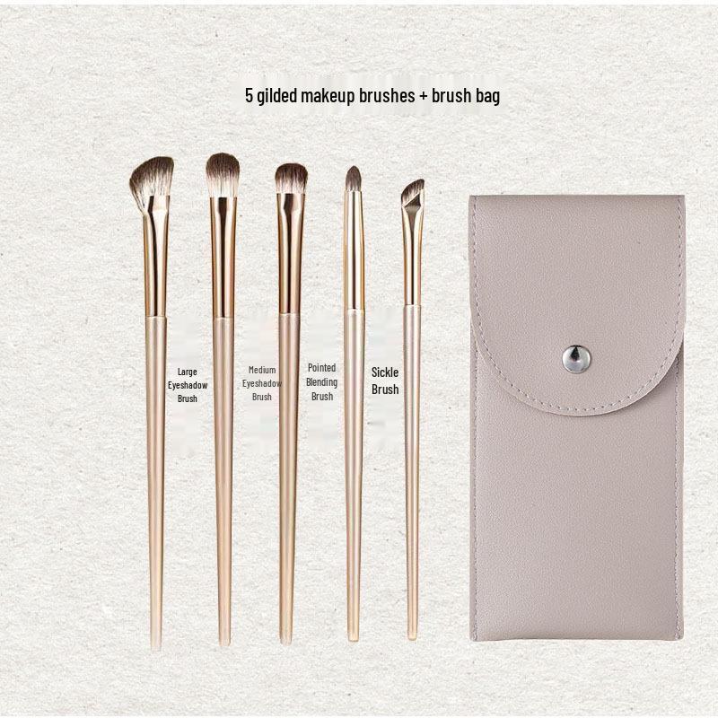 15-Piece Golden Eyeshadow Brush Set - Soft Hair Detail Brushes for Nose Shadow and Blending.