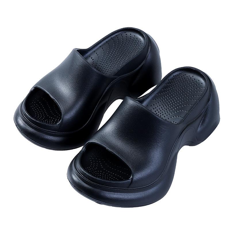 Thick-bottomed Muffin Slippers Women's Summer Wear New Simple and Versatile Beach EVA Soft Small Cool Slippers