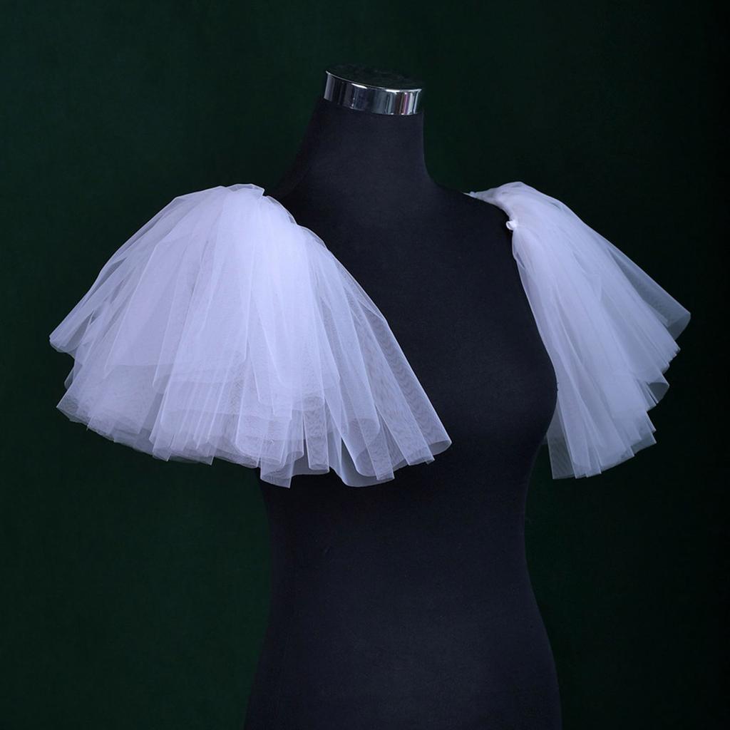 Epaulet Shoulder Cover Tulle Wing for Dance Stage Play Costume Party Carnivals Bride Evil Wing Mesh Costume