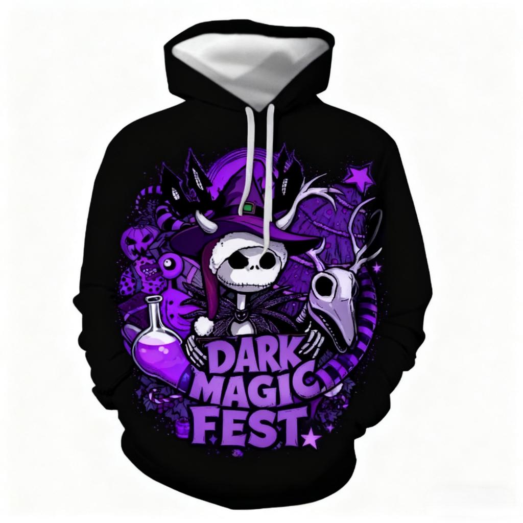 Skull Pattern 3D Printing Hooded Sweatshirt Casual Comfortable Autumn Winte Warm Inside Outside Fashionable Hoodie