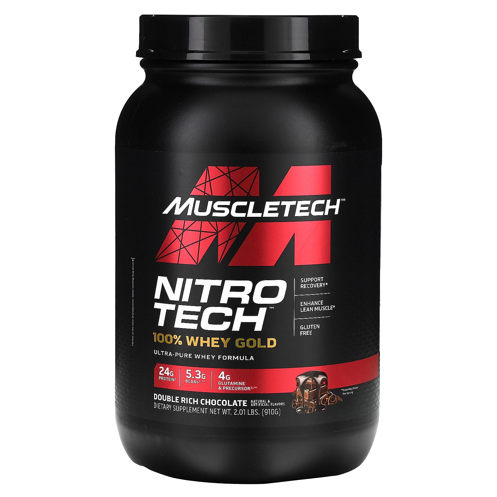 

MuscleTech, Nitro Tech, 100% Whey Gold, Double Rich Chocolate, 2.01 lbs (910 g)