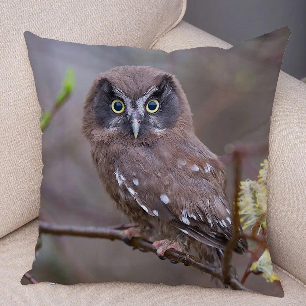 Cute Animal Pillowcase Wild Owl Cushion Cover Decorative Pillowcase Sofa Home Children's Room