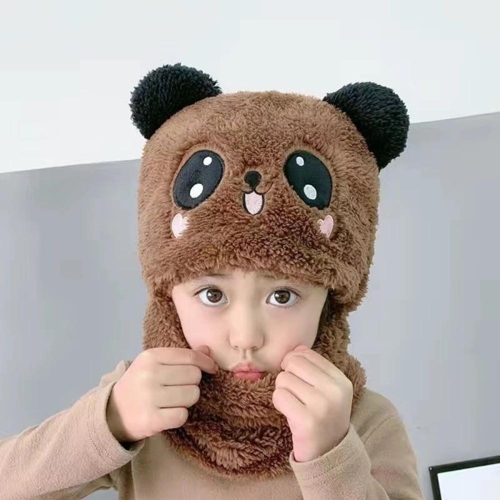 Fleece Children Beanie Caps Cartoon Warm Bonnet Scarf Fashion Kids Plush Hat  Toddler