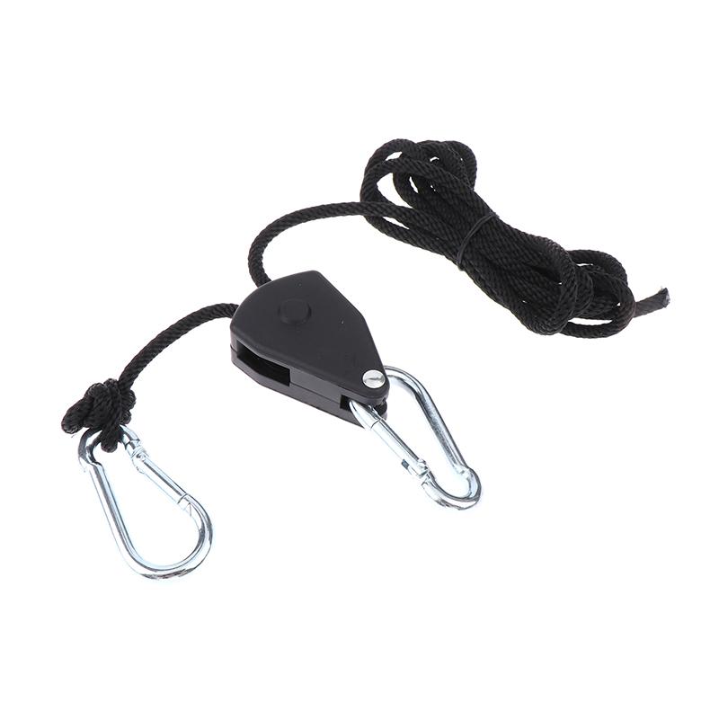 1/8 2M Adjustable 8Inch Lanyard Hanging For Tent Fan Grow Plant Lamp Pulley Ropes Pulley Lifting Pulley Hook