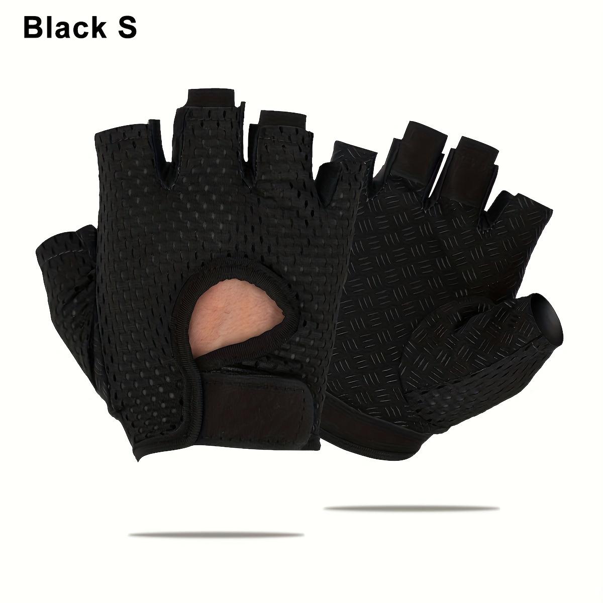 

1 Pair Breathable Anti-Slip Half Finger Training Gloves Nylon Mesh, Adjustable Wrist Strap Ideal for Fitness & Weightlifting, Gym Accessories S чёрный