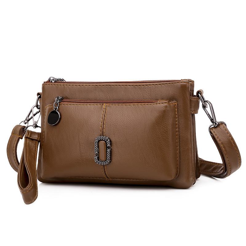 Large-capacity Single-shoulder Bag Versatile for Women Soft Leather Small Square Bag Lightweight Multi-layer Crossbody Bag