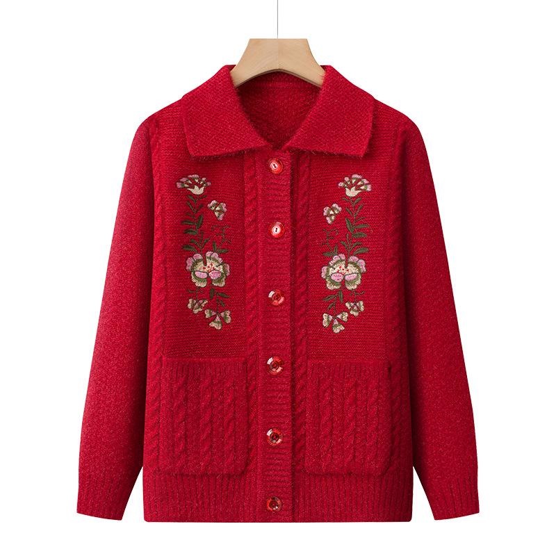 Oma-Stil: Dicker Strick-Cardigan mit Revers & Pullover für ältere Damen - Perfekt für Herbst, Winter & Frühling