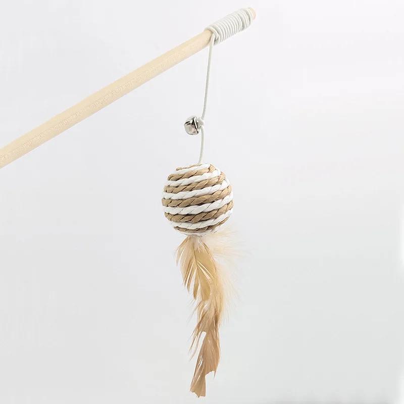 1 ks Teaser Pierkové Hračky Mačiatko Zábavná Farebná Tyč Mačacia Palička Hračky Drevené Domáce Mačacie Hračky Interaktívna Palička Potreby pre Domáce Mačky