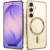 Coque pour Samsung Galaxy S26 Ultra, Protection Transparente avec Anneau Magnétique Contour Doré