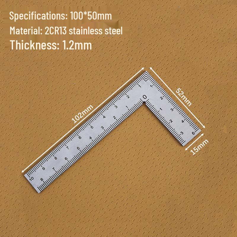 Stainless Steel L-Shaped Ruler: Double-Sided Scale, Multifunctional Curve Tool for Leather Design