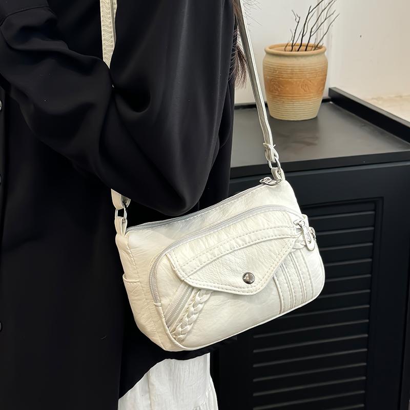 PU moteriškas daugiašaknis rankinis krepšys didelės talpos mamos krepšys vintažinis krepšys per petį