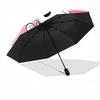 1pc Happy Kuromi & My Melody Cartoon Umbrella, Portable 3-Fold Compact Umbrella, Suitable for Camping, Hiking and Travel, Ideal Easter Birthday Gift F