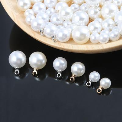 4mm- 8mm Highlight ABS Imitation Pearl Crimp End Beads Round Charms Pendant For Zircon Making DIY Earrings Findings Accessories