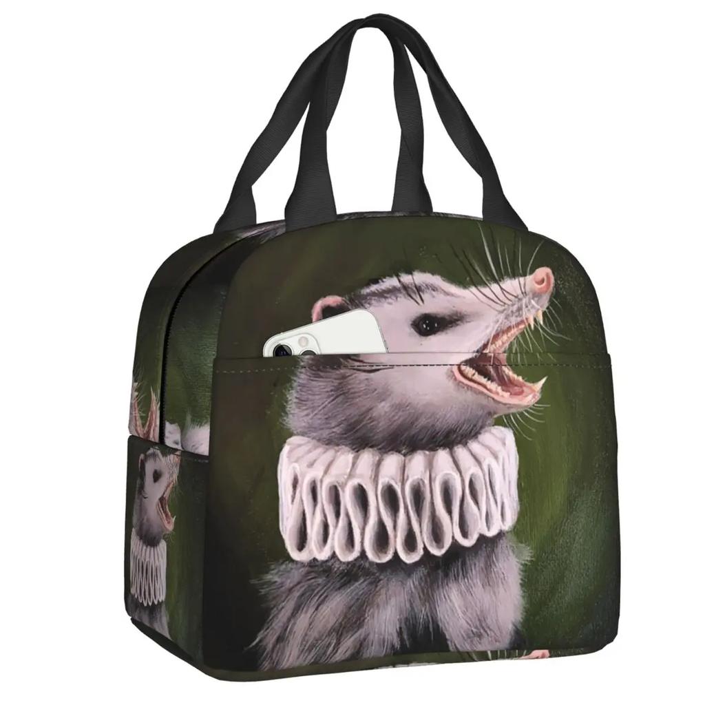 Opossum Insulated Lunch Tote Bag for Women Animal Pet Resuable Thermal Cooler Food Lunch Box Outdoor Camping Travel