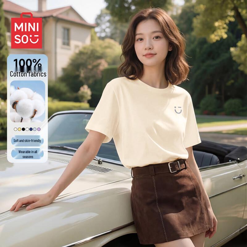 Женская хлопковая футболка с коротким рукавом MINISO XL
