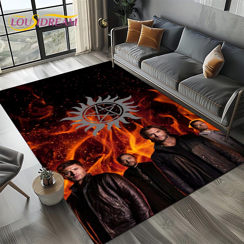 3D SPN Supernatural Sign Dean Sam Carpet Rug for Living Room Bedroom Home Sofa Decoration,Kids Play Area Rug Non-slip Floor Mat