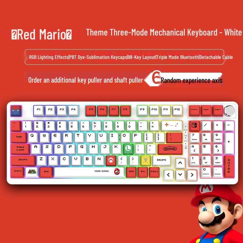 98-Key Wireless Bluetooth Three-Mode Mechanical Keyboard - Gaming, Esports, Office, PBT Transparent DIY Customization