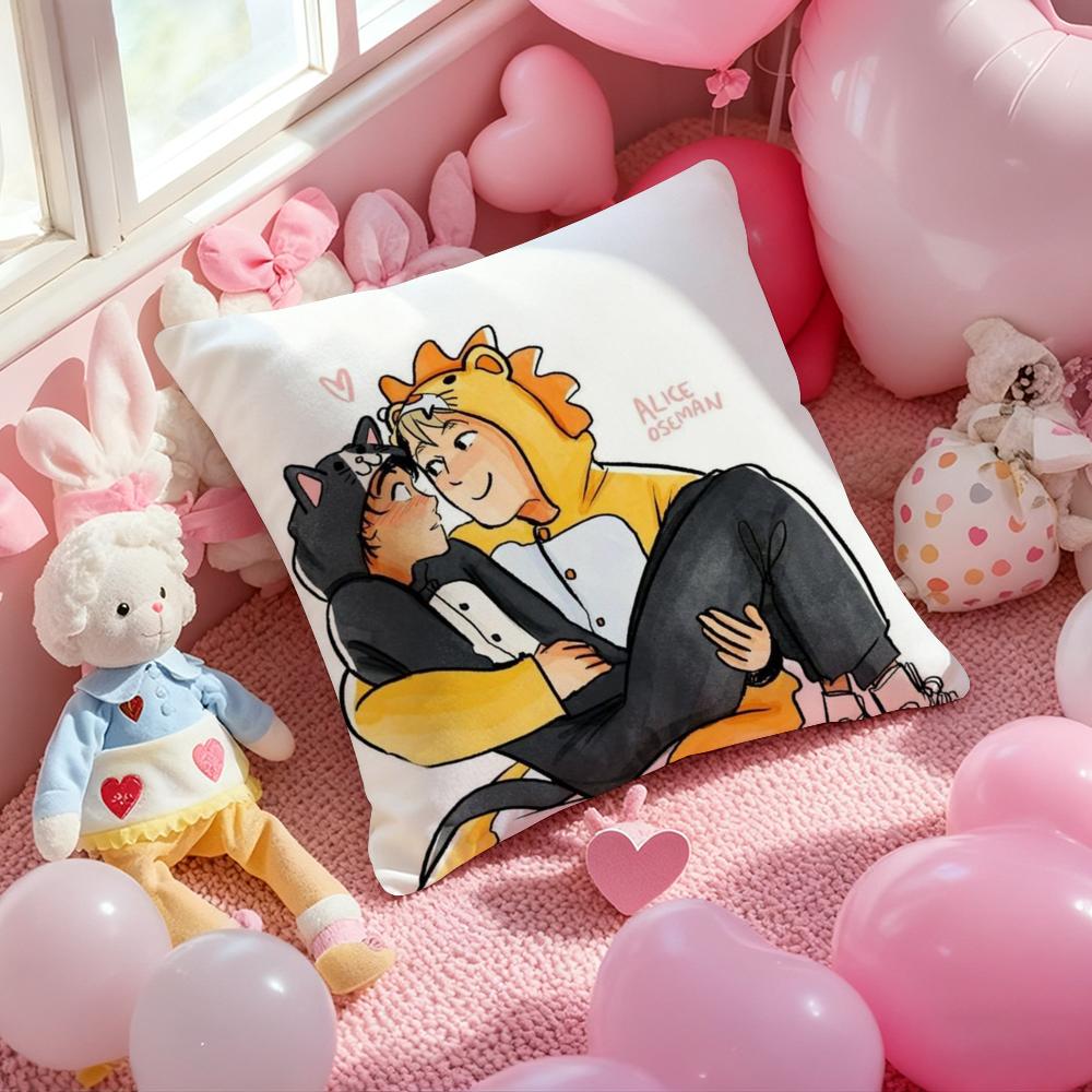 Cartoon H-HeartstopperS Cushion Cover Pattern Printed Pillowcase for Living Room Sofa Cushion Cover & Bedroom Decor 12x12Inch