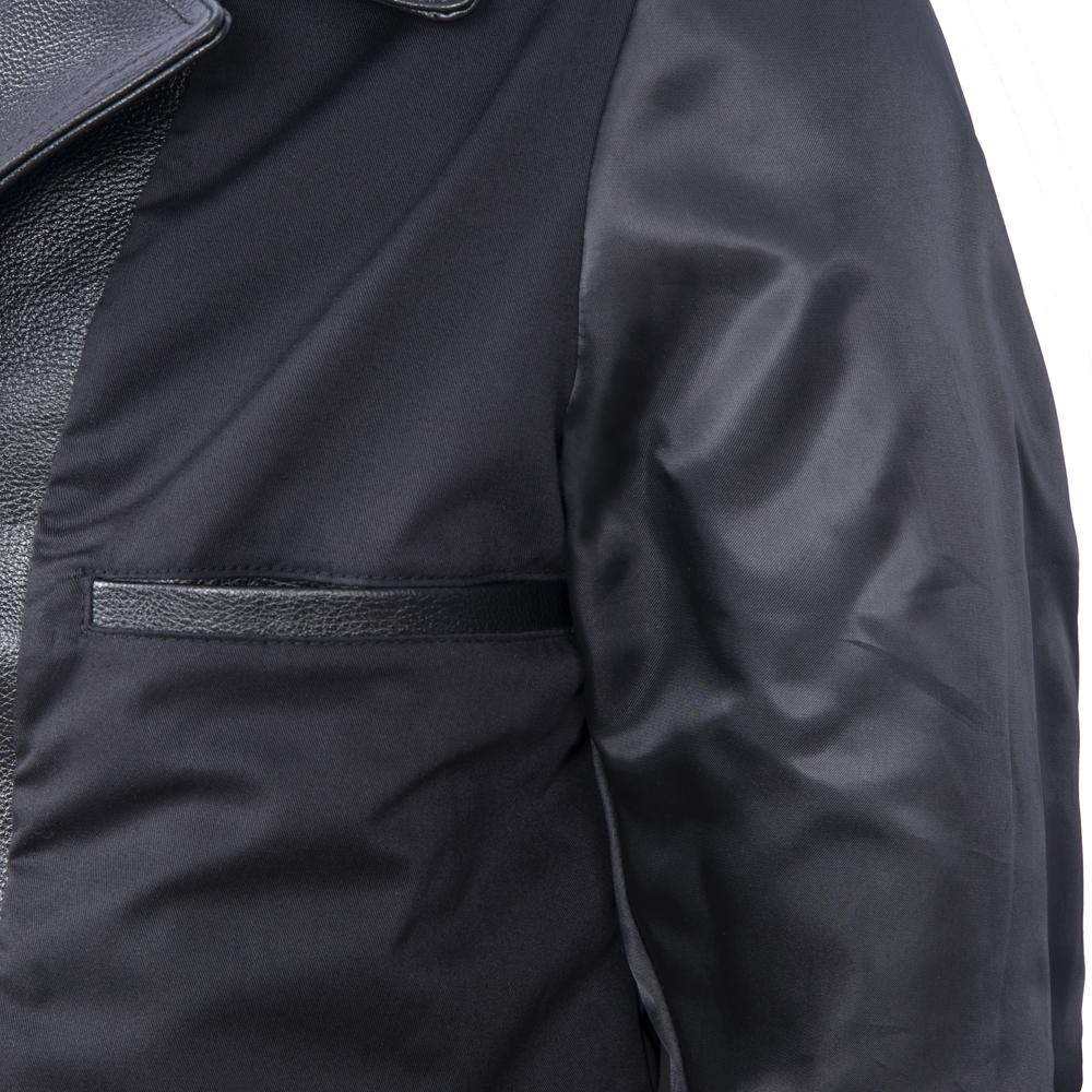 Long Jacket Men Genuine Cow Leather Wind Coat Classic Black Plus Size Jackets Casual Cloths
