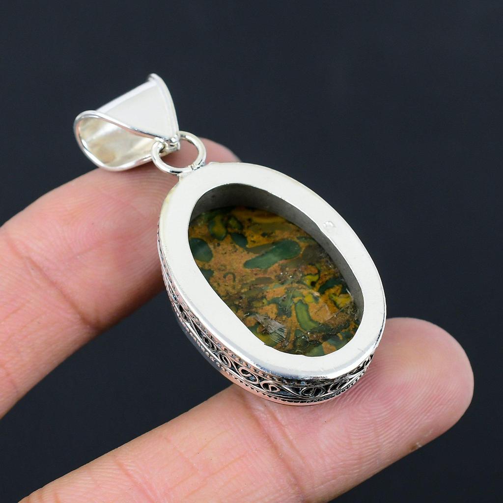 Gift For Women 925 Sterling Silver Natural Gemstone Fruit Jasper Pendant Jewelry