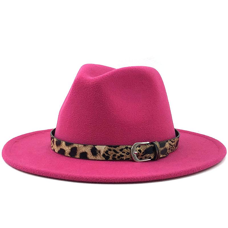 Frauen Männer Wolle Fedora Hut Mit Leder Band Gentleman Elegante Dame Winter Herbst Breite Krempe Jazz Kirche Panama Sombrero Kappe