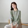 SOFSIL 2026 Frühling Neues Chinesisches Design Blumendruck Seide Langarm Rundhals Bluse