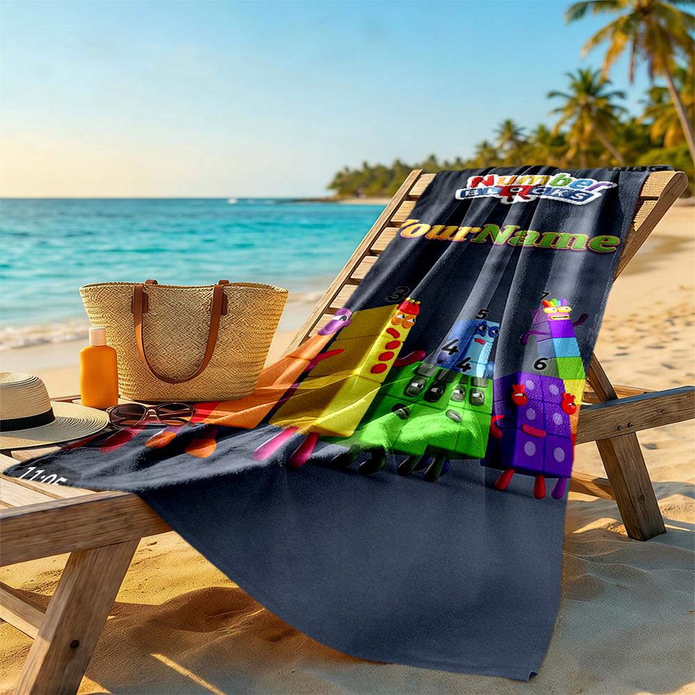 Numberblocks Personalized Text Beach Towel Soft Durable Quick-Dry