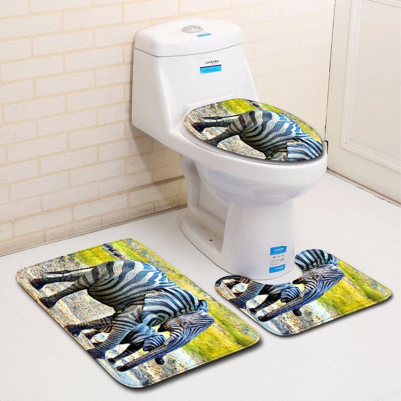 3D Elephant Bathroom Toilet Three-Piece Floor Mat Door Mat Bathroom Carpet