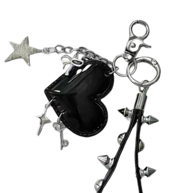 Stylish PU Leather Rivet Keychain With Metal Beads And Studs For Bags Phones Or Backpack Hanging Accessories