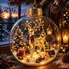 Battery Operated Christmas Ornaments Lighted Clear Ball Ornaments, Cute Santa Claus/Tree/Snowman/Angel Figure Inside Seasonal Gift with Warm Light The