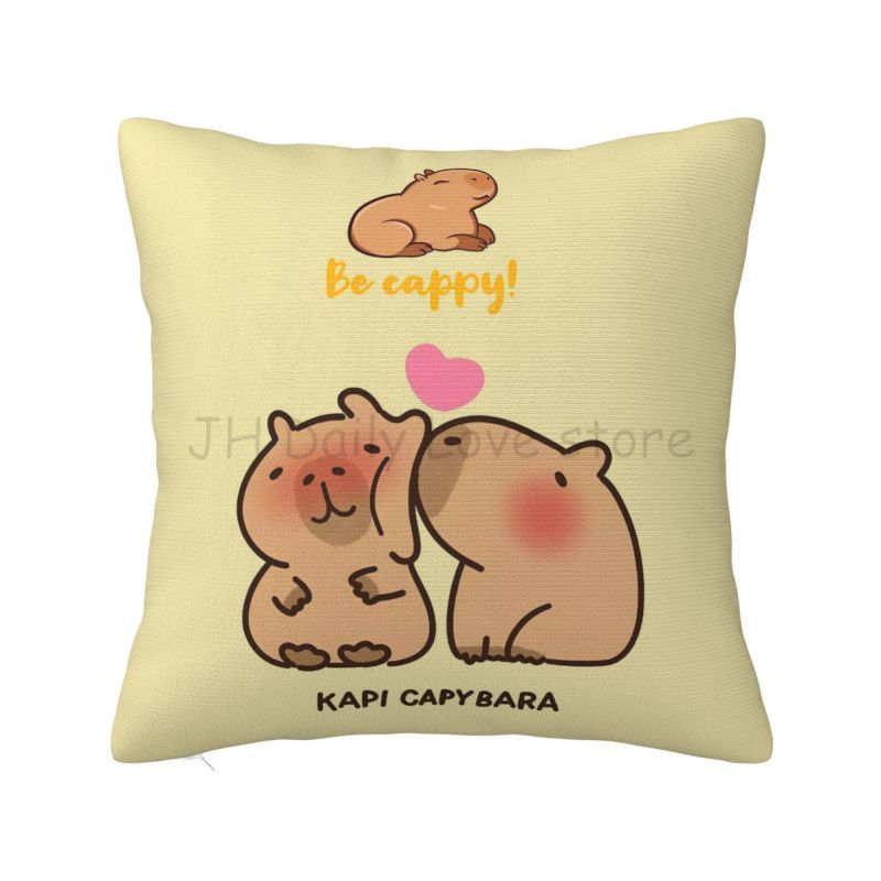 Cute Capybara Be Cappy Pillow Case Cushion Cover Pillowcase X Inch Soft Cozy Pillow Cover for Home Sofa Bed Car Decoration