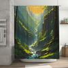 Vivid Green Forest Shower Curtain Nature River Landscape Design For Bathroom Decorations Waterproof Fabric Material 180 X 240Cm