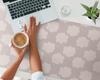 Non-slip Desk Mat with Cloud Pattern On Beige Background 120X60 Cm