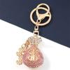 Interior Accessories US Dollar Keychain Blessing Bag Keyrings Crystal Key Pendant Key Ring