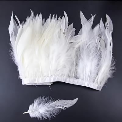 Bordo con Piume di Gallo Naturale Bianco 15-20 cm Frangia di Piume per Cucito su Abbigliamento Decorazioni di Carnevale Artigianato