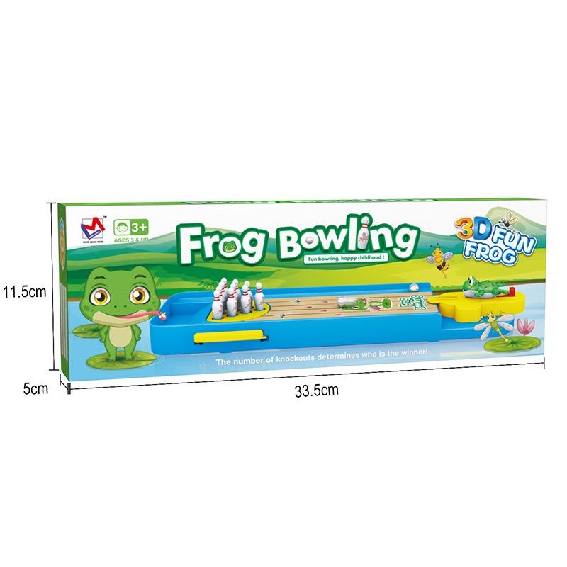 Cute Animal Mini Bowling Set Frog Desktop Toy For Kids, Interactive Learning Game