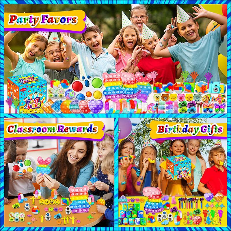 206Pcs Fidgeting Toys Gifts Box Pop Keychain It Surprise Bubble Fidgeting Counter Stress Plaything For Kids For Children Adults
